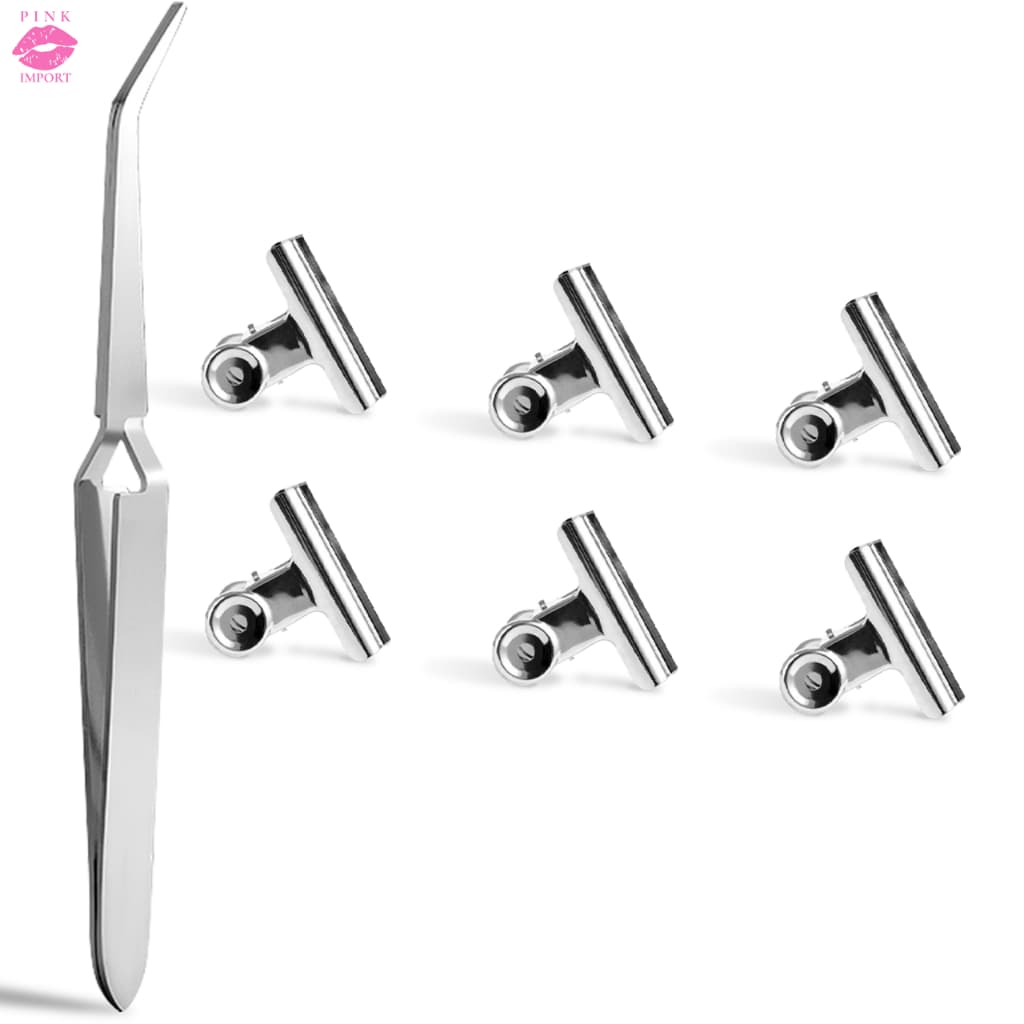 Kit de Unhas Pinça Curvatura C + 6 Presilhas Para Alongamento de Unha Artificial