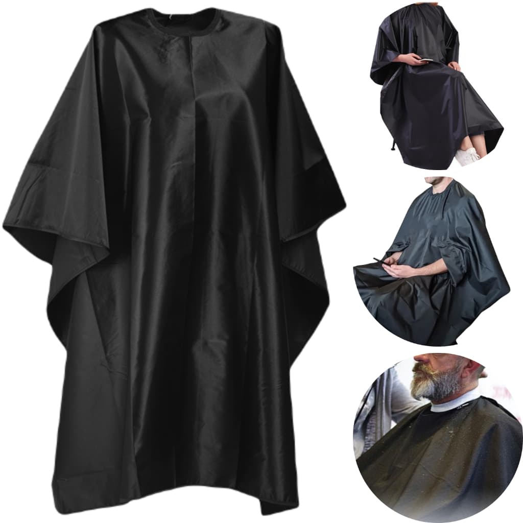 Capa de Corte para Barbeiros e Cabeleireiros em Cetim Preto com Ziper