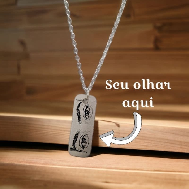 Colar Cordão Corrente Olhar Olhos Personalizados Masculino Feminino Pingente Aço Inoxidavel