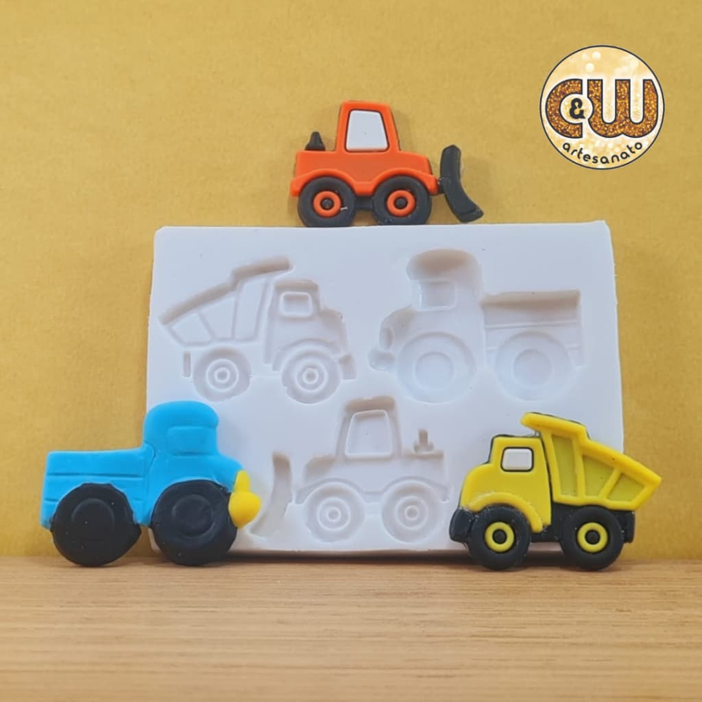 Molde Silicone Caminhão / Trator / Brinquedo / Carro Confeitaria e Artesanato – Biscuit - Festa