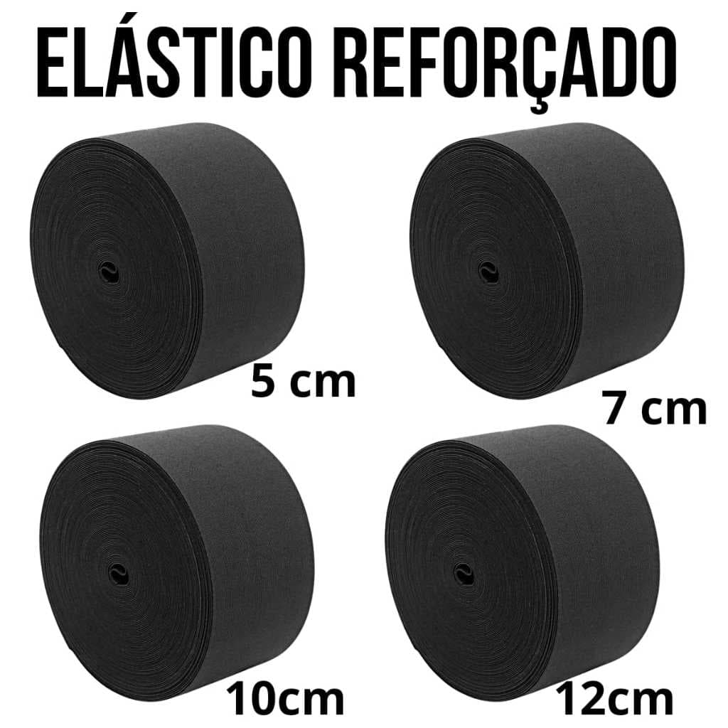 Elástico Reforçado Preto Com Largura 5 - 7 - 10 - 12cm Com Tamanho a Escolher