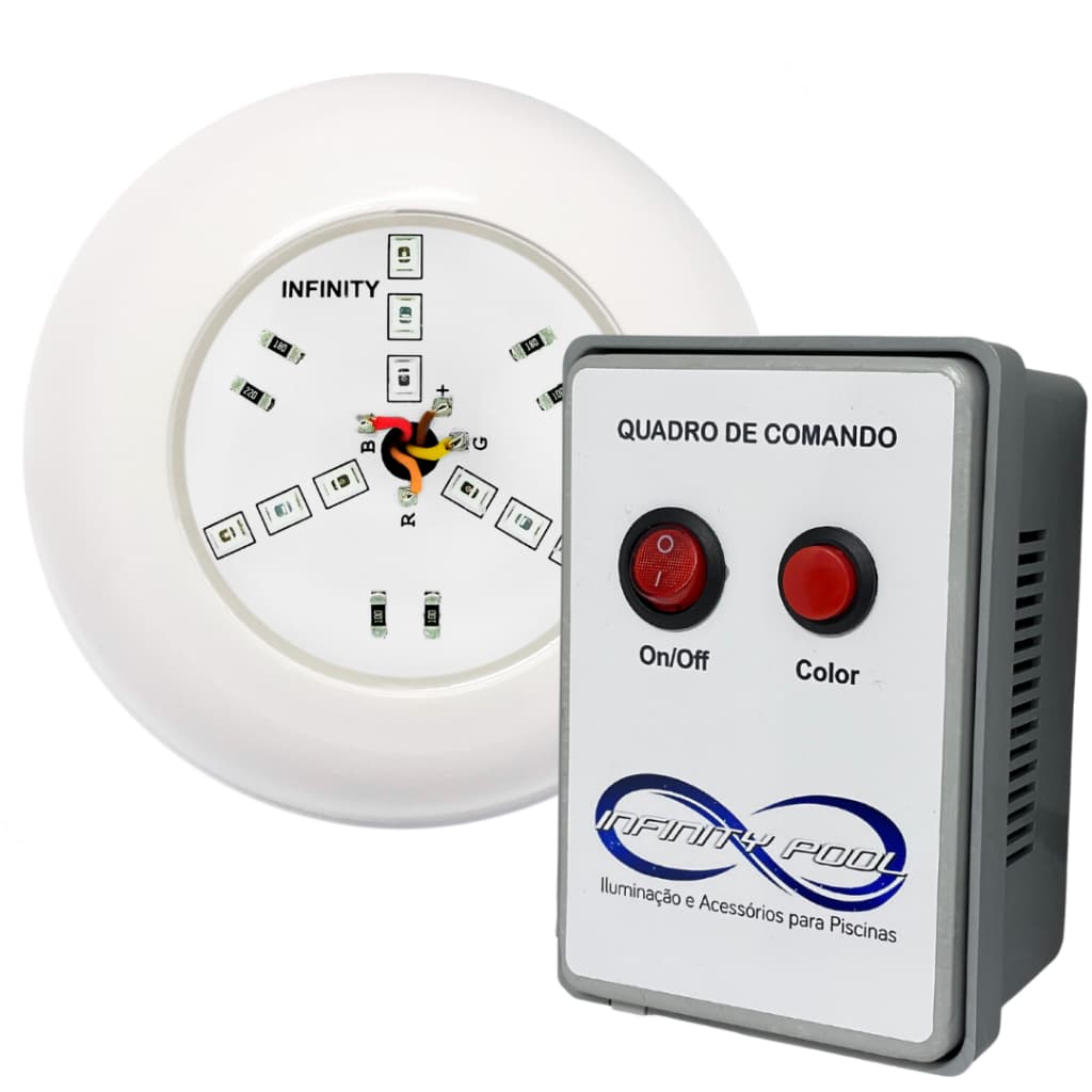 Kit Iluminação Piscina 1 Super Led 6w Rgb Abs + Comando 60w