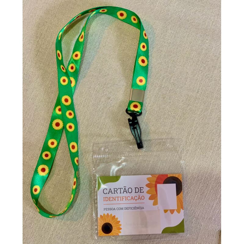 Crachá Girassol + Cordão Girassol +  porta crachá (PARA SER PREENCHIDO)