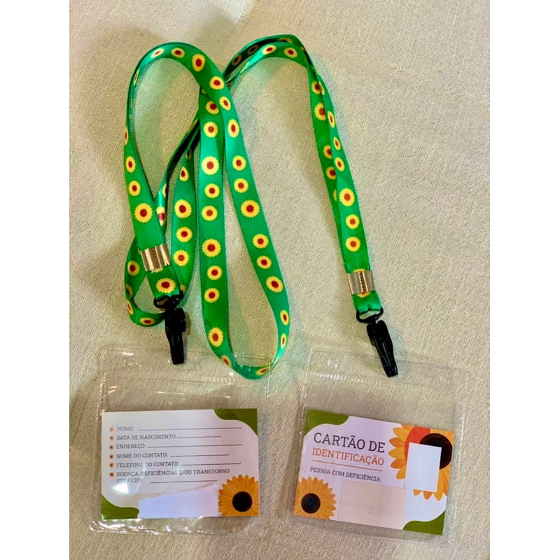 Crachá Girassol + Cordão Girassol +  porta crachá (PARA SER PREENCHIDO) 02 unidades