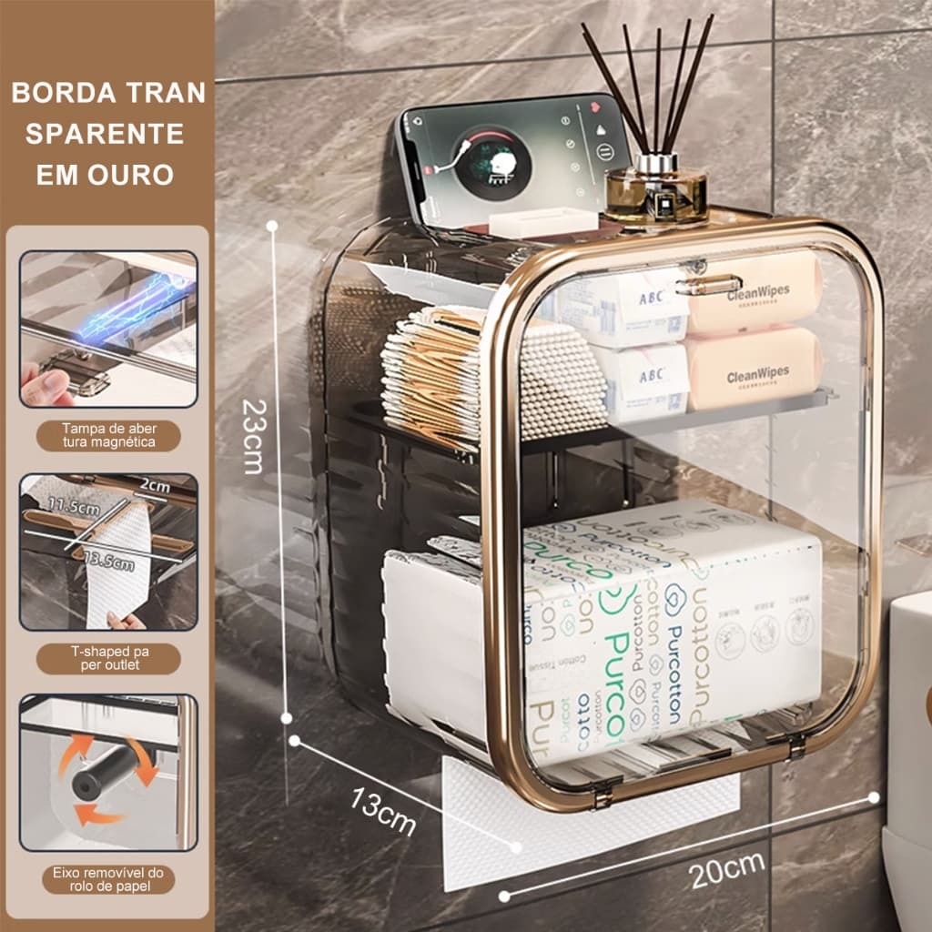Multi-funcional montado na parede de papel higiênico à prova d'água lenços de parede caixa de armazenamento