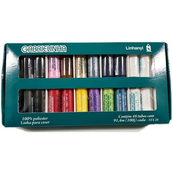 Linhas de Costura Coloridas Gabrielinha - Kit com 48 tubos