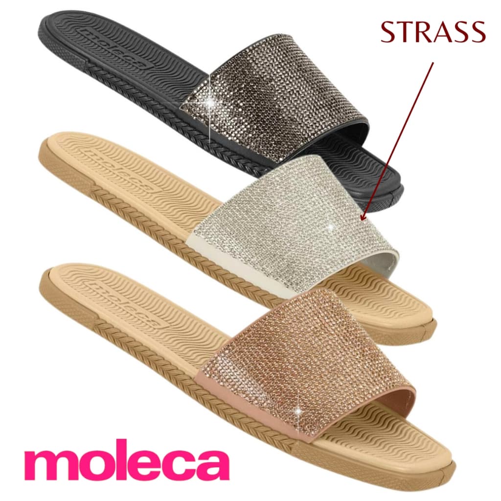 Sandalia Rasteira Moleca Original Feminina Rasteirinha Flat Com Brilho Casual Rasteira