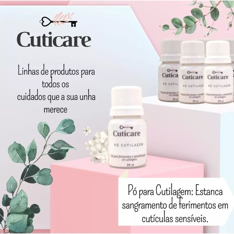 Pó Hemostático para cutículas de unha 8gr  - Cuticare (secativo de cortes com alicate de unha)