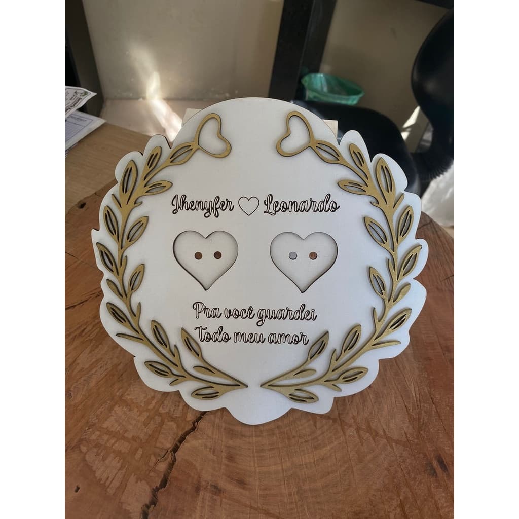 Porta aliança personalizado com nomes mdf 3mm colorido