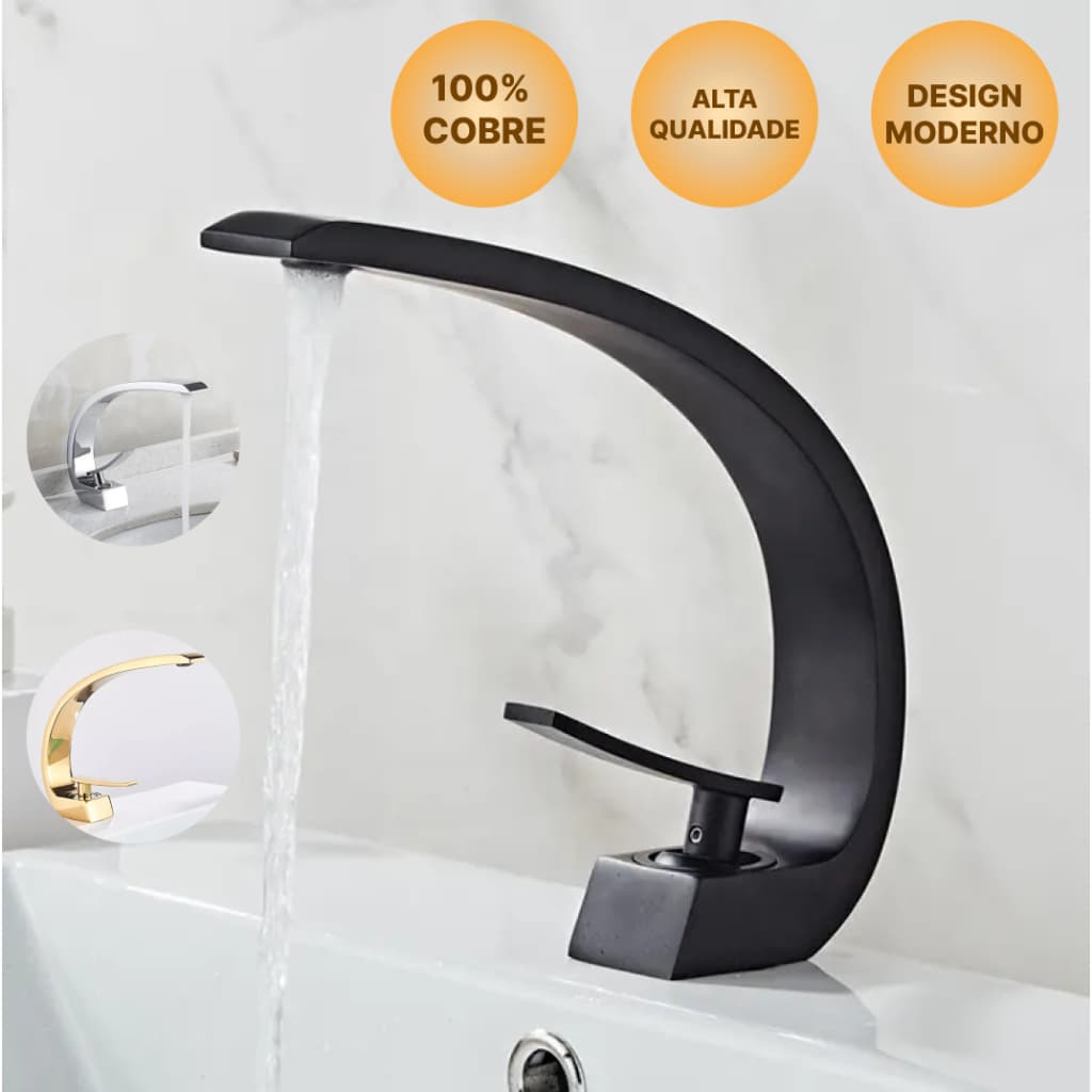 Torneira Monocomando de Banheiro Gourmet Design Moderno 100% COBRE Alta Qualidade