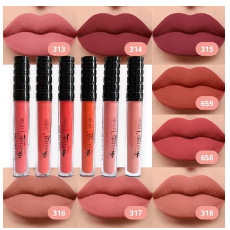 Kit 5 Unidades Batons Liquido Matte 12 24 e ou horas Max Love Promoção Barato