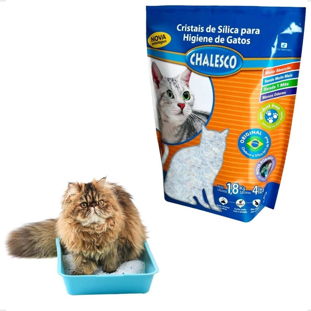 Areia Higiênica Chalesco com Cristais de Sílica para Gatos - 1,8kg