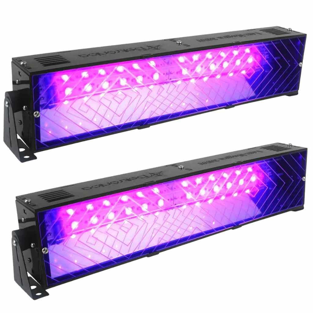 2 Super Refletor Luz Negra LED Profissional Deltrônica 12 Leds UV Festa Balada DJ Evento Efeito Neon