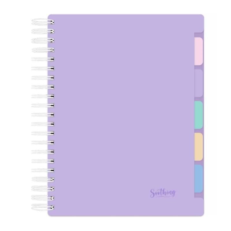 Caderno universitário capa em Polipropileno, 5 x 1, 160 folhas, com divisórias reposicionáveis, Soothing, Lilás,Spiral