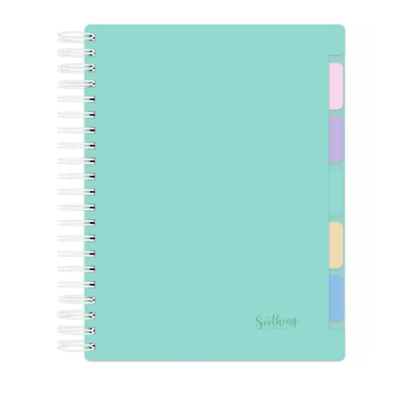 Caderno universitário capa em Polipropileno, 5 x 1, 160 folhas, com divisórias reposicionáveis, Soothing, Verde, 1 Un