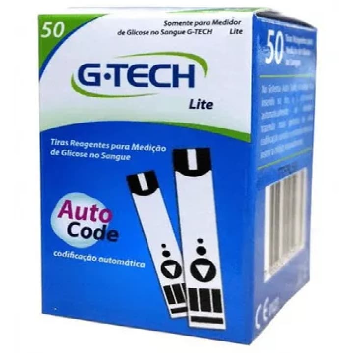 Tiras Reagentes p/ Medição de Glicose G-Tech Lite c/ 50un - G-Tech