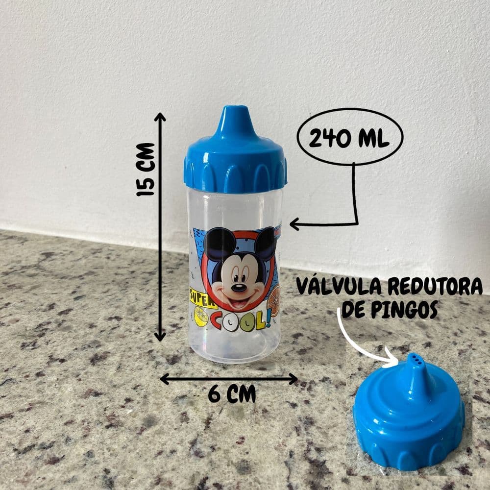 Copo Treinamento Transição 240ml Minnie,Mickey,Marie, Copo Com Canudo De Silicone ickey 340 ML