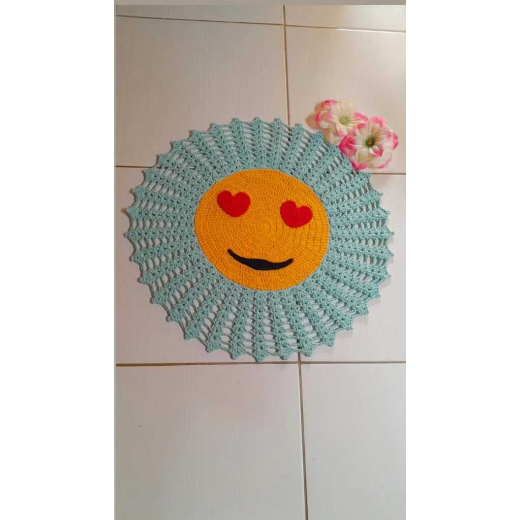 Tapete de Crochê Emoji Verde-Água: Tranquilidade e Frescor em Cada Detalhe 🌊