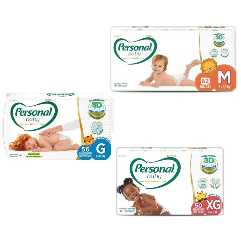 Fralda Descartável Personal Baby Premium Hiper Protection - Absorção Ultra Rápida e Conforto Acolchoado