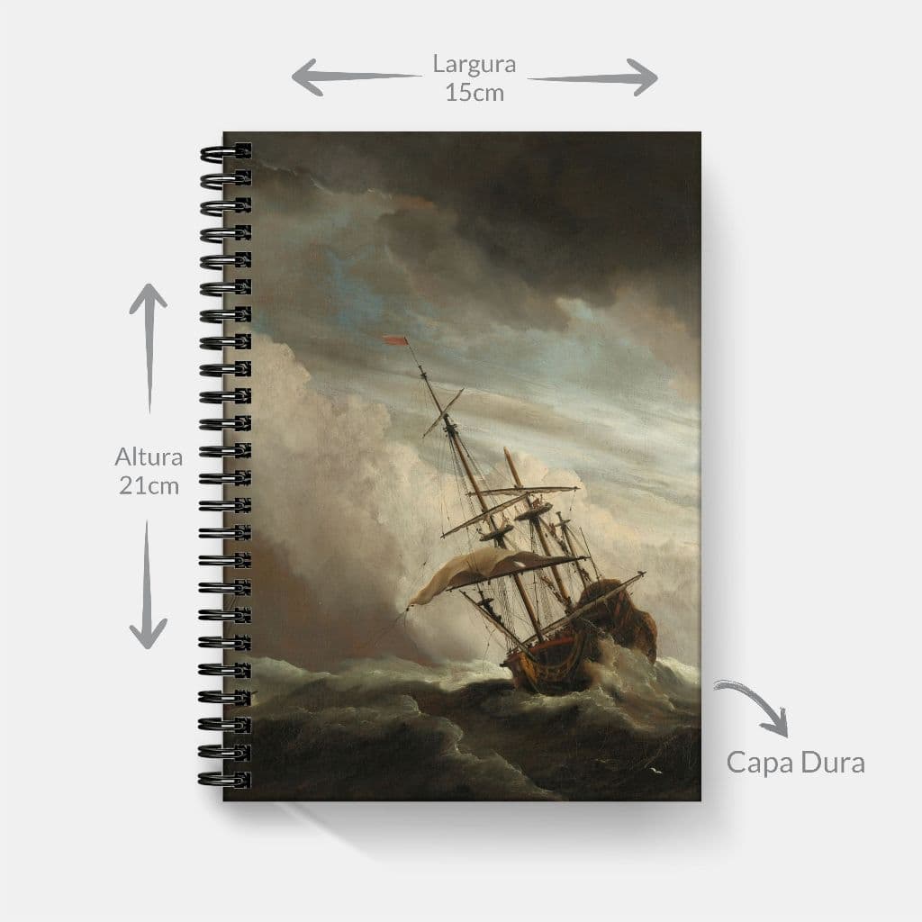 Caderno de Anotações Navio Viagem Tamanho A5 15x21cm capa dura Agenda Diária Wire-o Anel Metálico