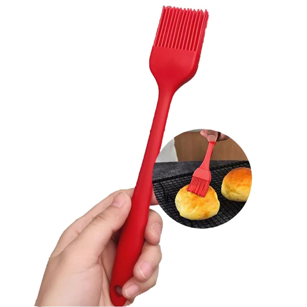 Pincel Culinário 25cm Grande De Silicone Untar Forma Vermelho