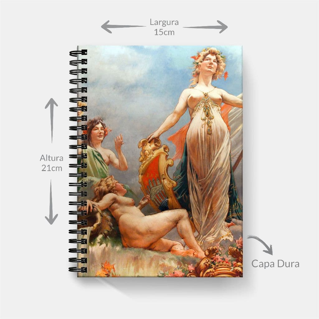 Caderno de Anotações Pintura Tamanho A5 15x21cm capa dura Agenda Diária Wire-o Anel Metálico