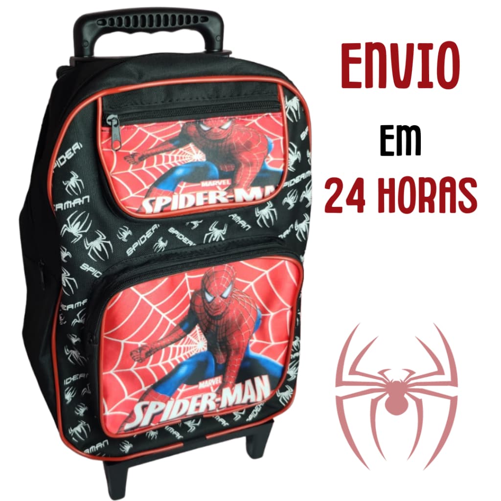 Mochila Infantil Escolar Menino de Rodinha Bolsa Masculina Homem Aranha