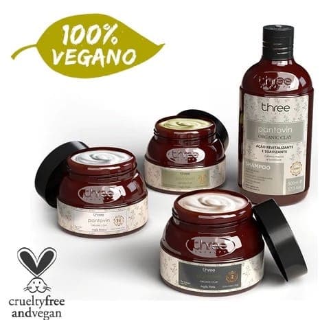 Cronograma Kit Organic Clay Pantovin 4 Unid Tratamento Argila Vegano Three Therapy (Rescontrução + Nutrição + Hidratação