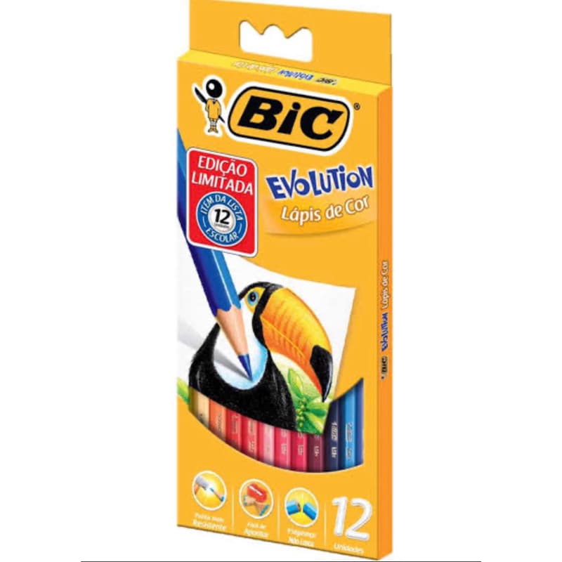 Lapis De Cor 12 Cores BIC Evolution Ponta Mais Resistente