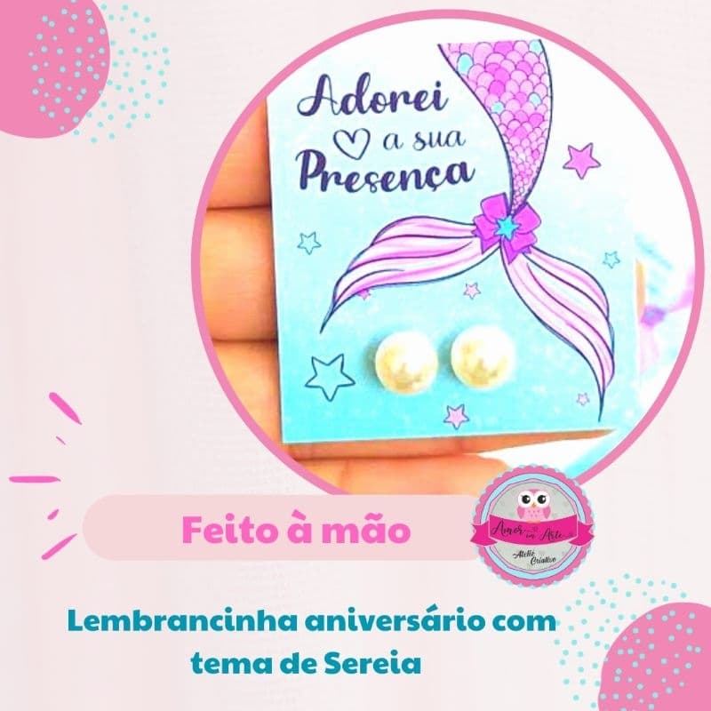 30 Lembrancinha para aniversário Tag brinco pérola qualquer tema