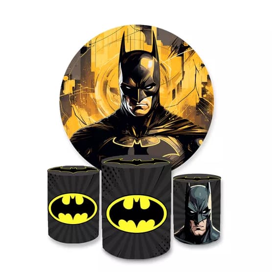 Trio Capa Cilindros Veste Fácil + Capa Painel Redondo Herói Bat Morcego