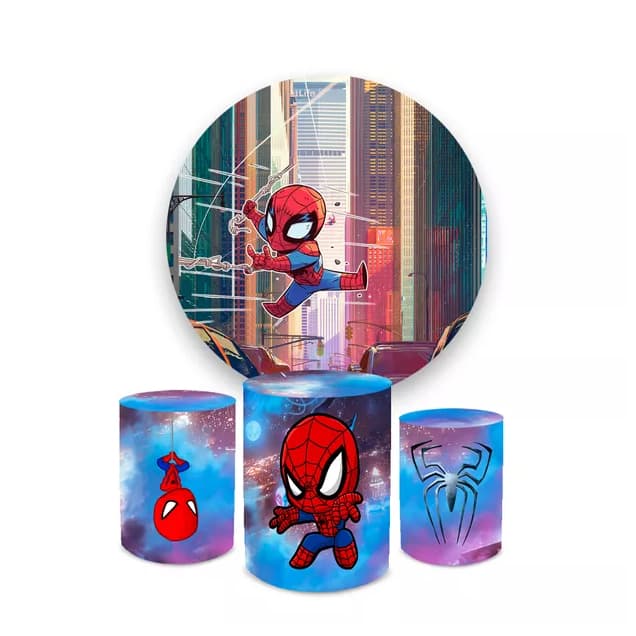 Trio Capa Cilindros Veste Fácil + Capa Painel Redondo Aranha Baby Herói