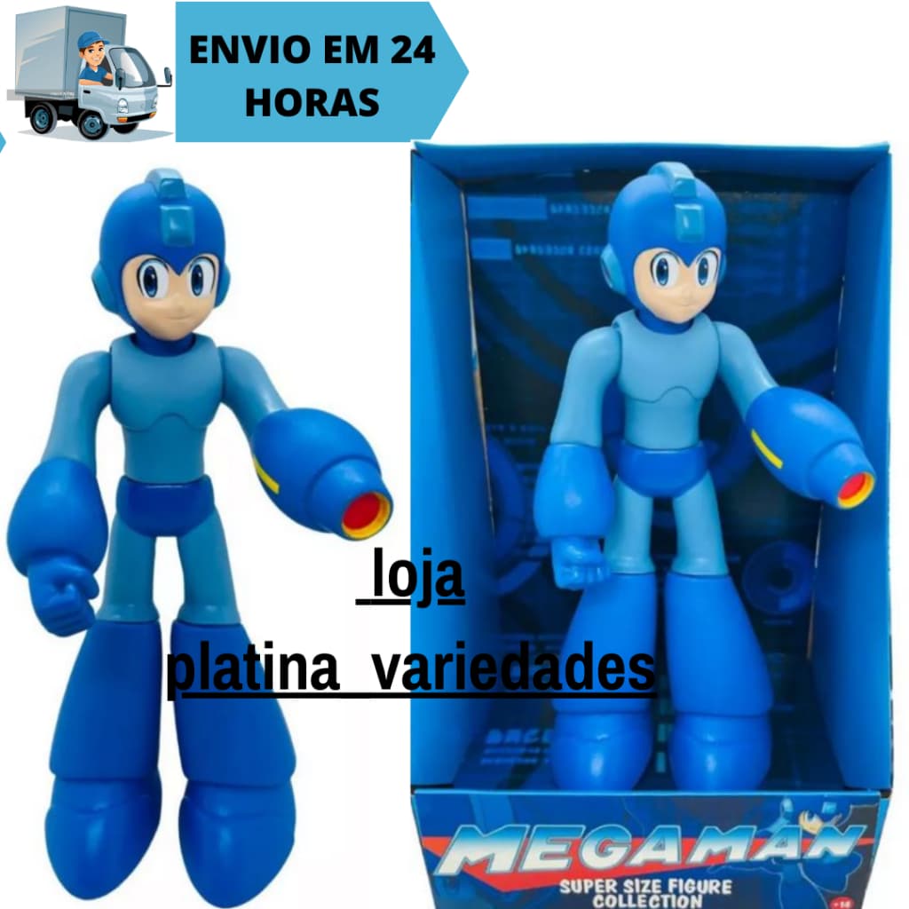 Boneco Colecionável Mega Man Articulável 27cm Action Figure de Vinil Brinquedo