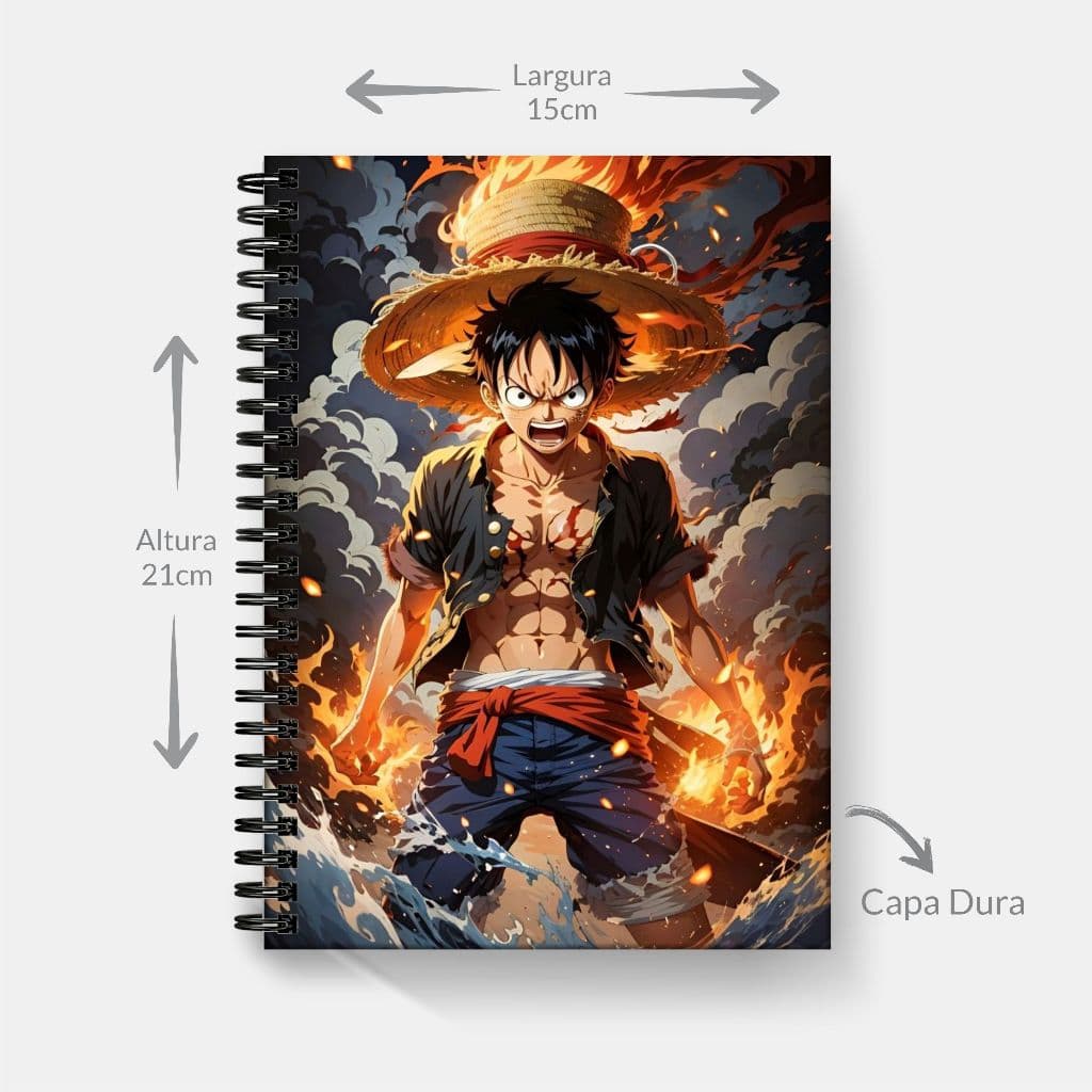 Caderno de Anotações One Piece Tamanho A5 15x21cm capa dura Agenda Diária Wire-o Anel Metálico
