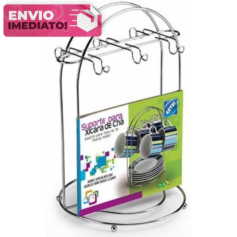 Suporte Para 6 Xícaras Grande 240ml Prata
