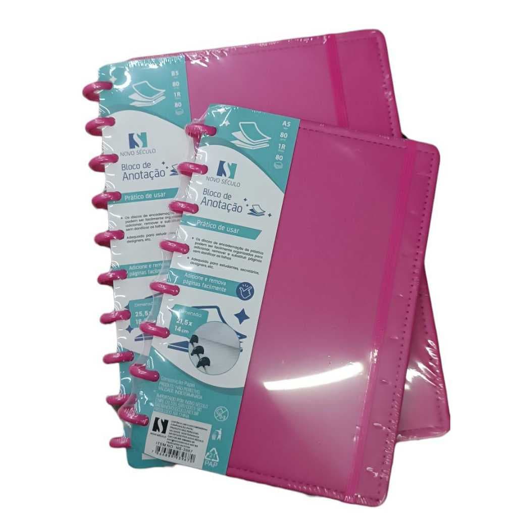 KIT Cadernos de discos estilo inteligente com 2 unidades - 1 Tamanho G + M / Escolar  Volta as aulas