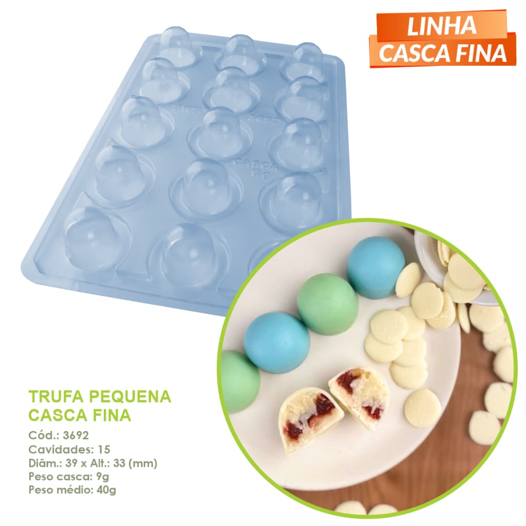 Forma BWB - Trufa 40g Linha Casca Fina - Ref.: 3692 - Forma Especial 3 Partes - A MAIS VENDIDA!