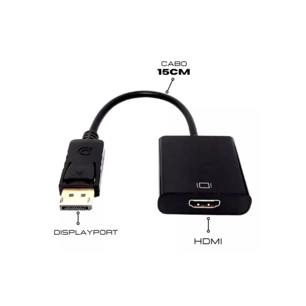 Adaptador Conversor Cabo Displayport MACHO Para Hdmi Femea