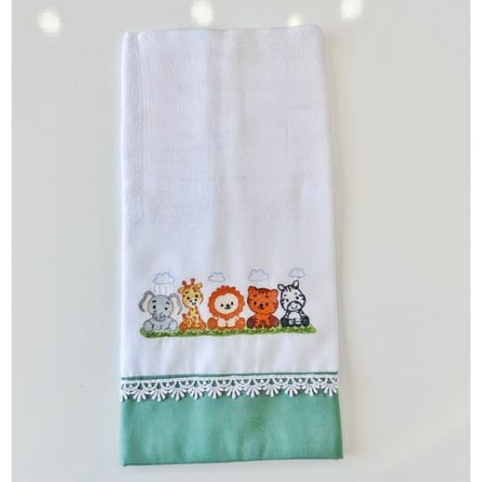 Fralda de Ombro bordada para Meninos - SuperMan/Safari/Girafa