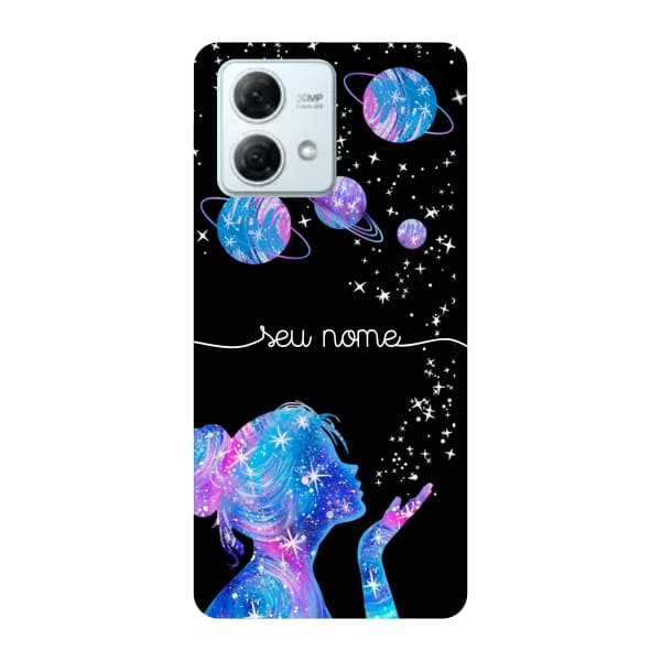 Capinha para Moto G84 Anti Impacto Personalizada - Menina Universo com nome manuscrito