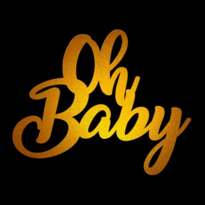 Aplique Palavra Oh Baby 40x32cm Cor Dourado Mdf Letreiro Frase Painel Decorativo Festa Aniversario Decoração Happy Birthday