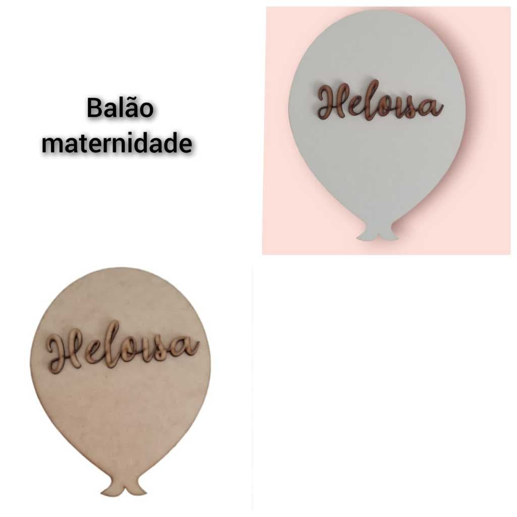 Balão Maternidade em MDF 3mm com Nome Personalizado