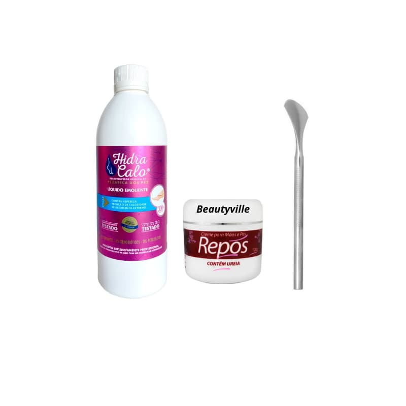 Plastica e Spa dos Pes - Hidracalo 300ml + Creme Hidratante 120g Repos+ Espatula 222