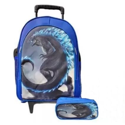 Mochila Rodinhas Godzila + Estojo de Lapis Duplo