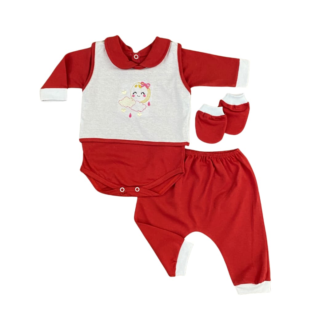 Conjunto para Recém-Nascido em Malha 100% Algodão - 4 Peças Adoráveis a um Preço Acessível