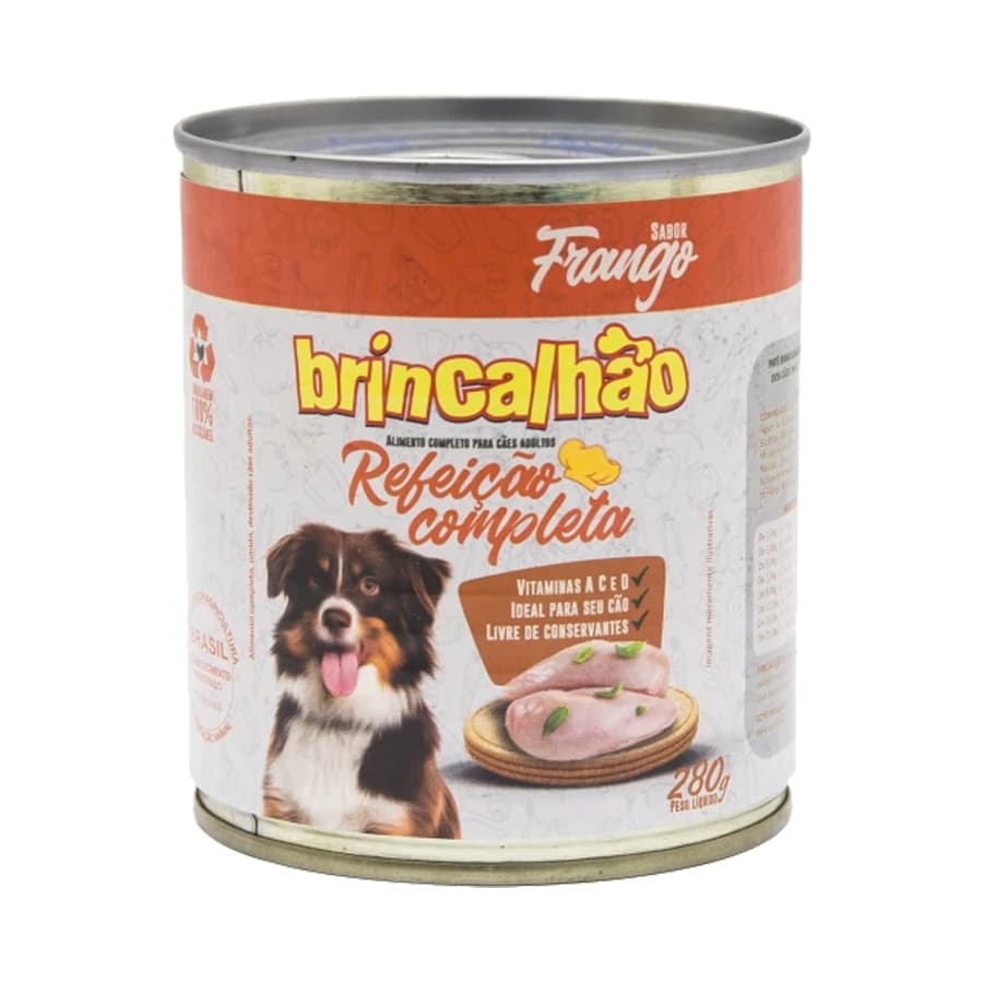 Ração Úmida Refeição Completa Cães Adultos e Filhotes Brincalhão Lata 280g