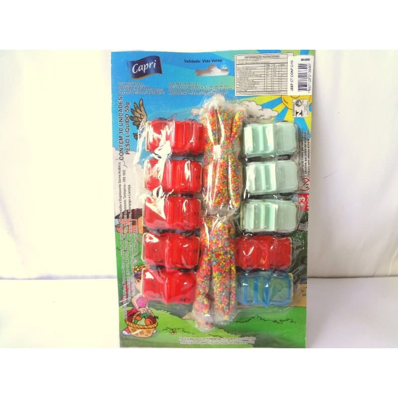 Cartela com 10 pacotes de balinhas e 10 Carrinhos infantis, prendas, festas, brincadeiras, brindes