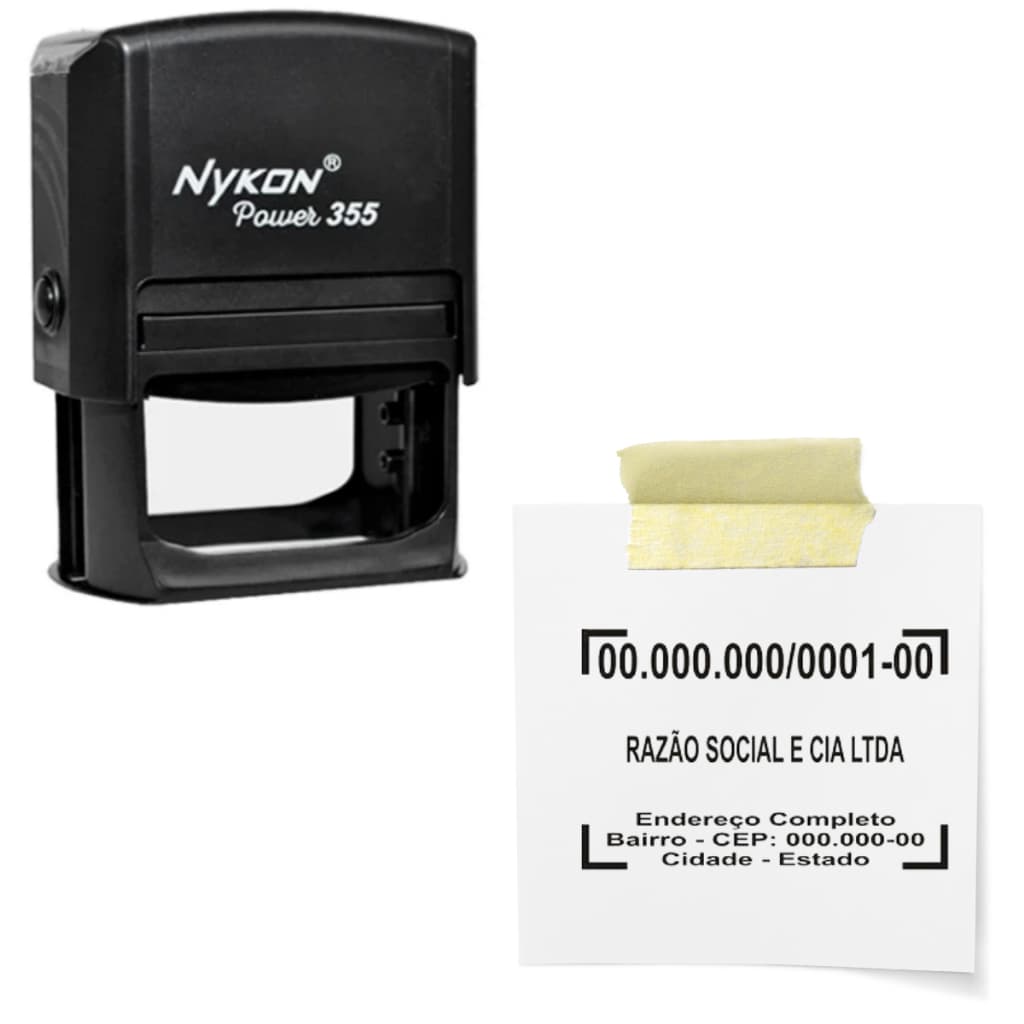 Carimbo Personalizado para Empresa CNPJ Padrão - Nykon 355 40x60mm