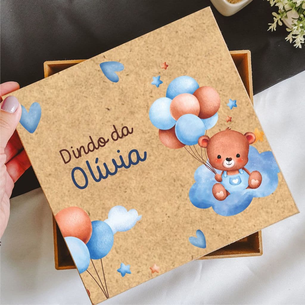 Caixinha Personalizada em MDF Para Batismo Menino ou Menina Tamanhos Variados