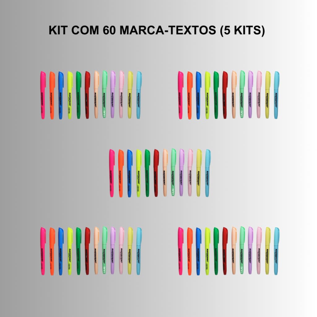 Kit 60 Marca Textos Masterprint (30 Neon + 30 pastéis) - 5 kits
